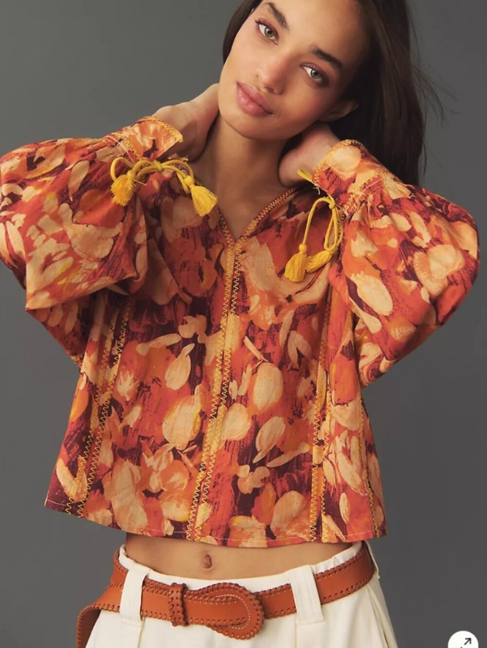 Anthropologie Tassel Stitch Blouse